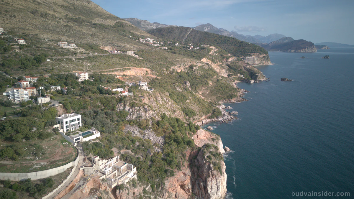 The Adriatic coastal road and cliffs south of Budva, Montenegro